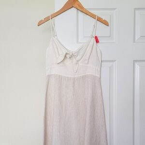 Benetton Tie-Front Linen Strappy Midi Dress, Size XS